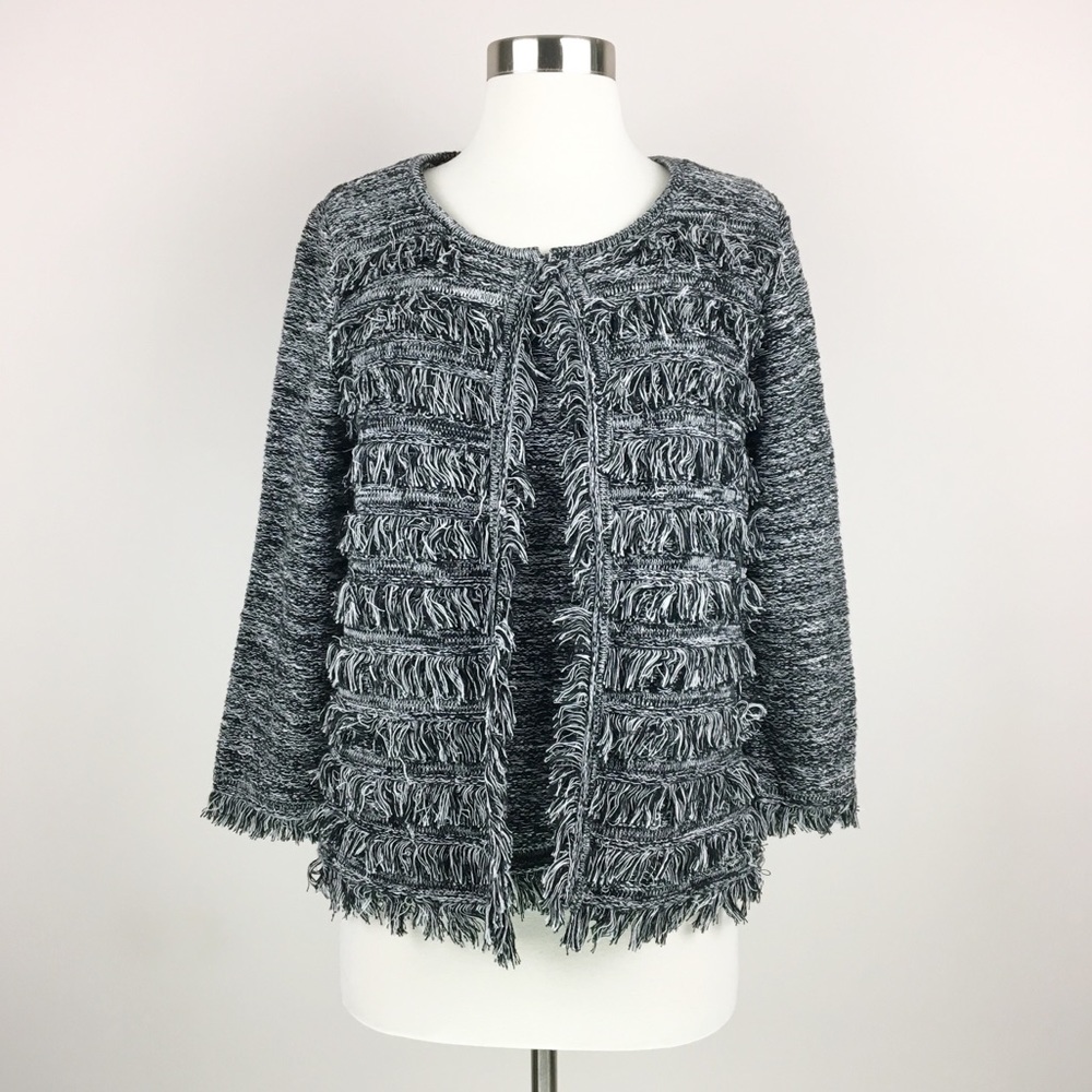 T Tahari Two Piece Fringe Knit Blazer & Top M